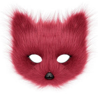 Fluffy Crimson Faux Fur Animal Mask