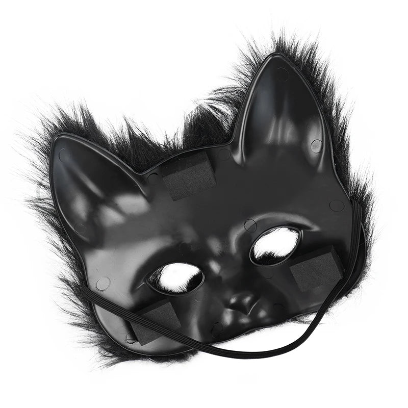 White Fluffy Fox Face Mask