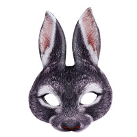 Realistic Grayscale Rabbit Mask with Long Ears