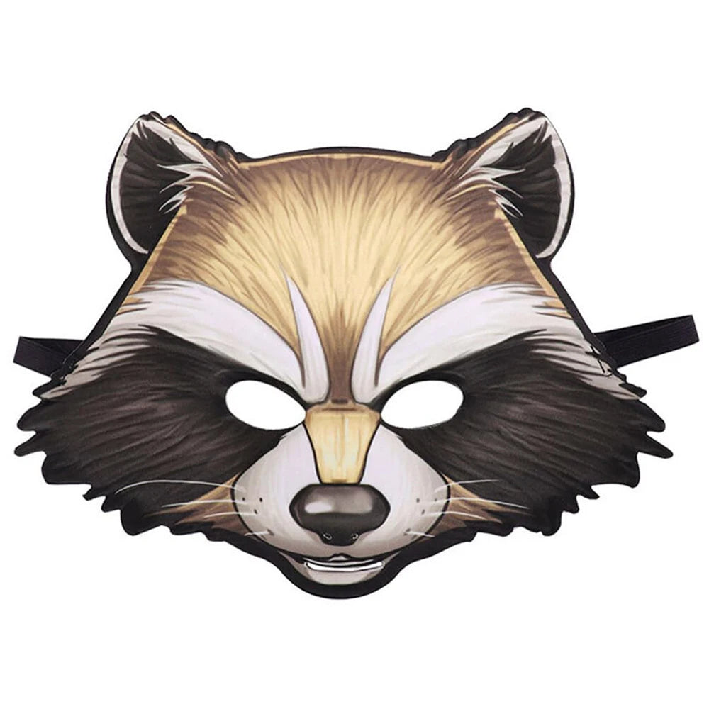 Brown Raccoon Costume Mask with Elastic Band