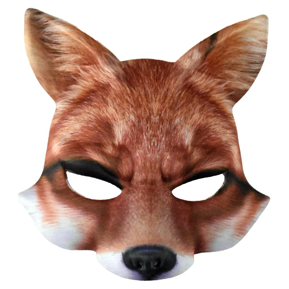 Realistic Orange Fur Print Fox Mask