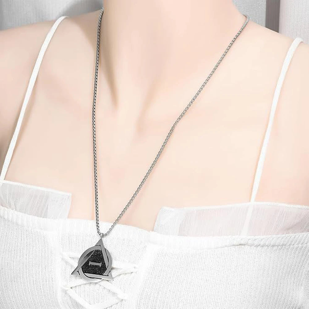Unisex Stainless Steel Geometric 'I' Pendant Necklace