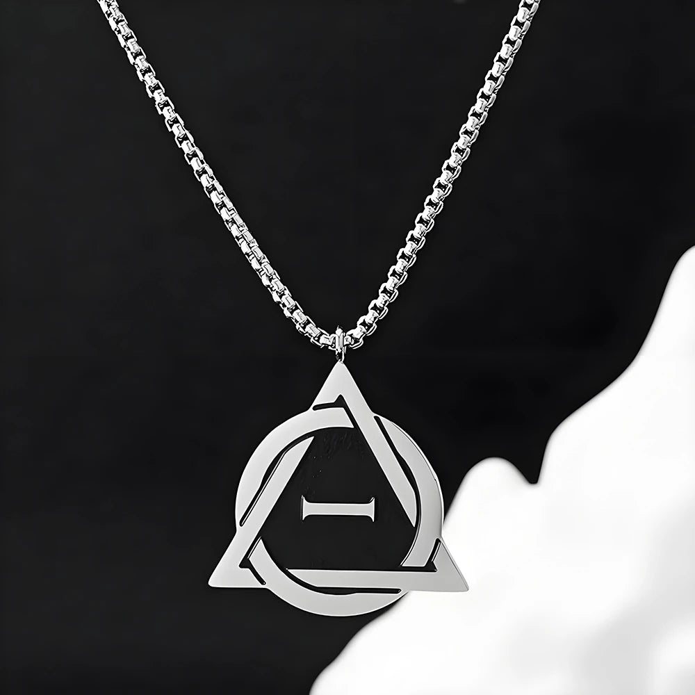 Geometric Silver-Tone Interwoven I Pendant