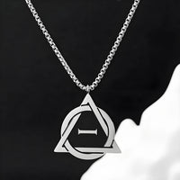 Geometric Silver-Tone Interwoven I Pendant