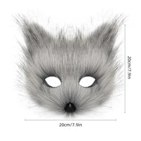 Grey Faux Fur Wolf Costume Mask