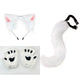 White Fluffy Cat Cosplay Set with Ears, Tail, Paw Gloves