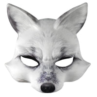 Realistic White Grey Fox Face Costume Mask