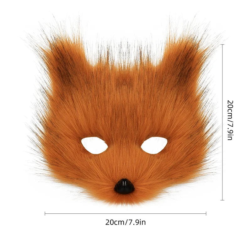 Furry Auburn Fox Costume Mask