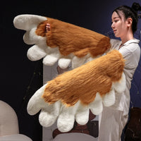 Oversized Ginger and White Plush Paw Sleeves