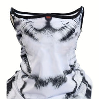 White Tiger Print Neck Gaiter Mask