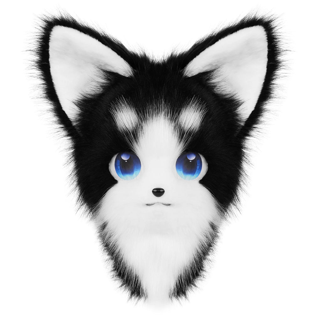 Cute Orange Furry Animal Head Keychain with Blue Eyes