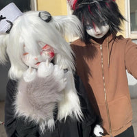 Furry White Claw Gloves with Pink Paw Pads