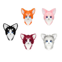 Cute Orange Furry Animal Head Keychain with Blue Eyes