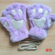 Lavender Plush Paw Fingerless Gloves