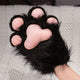 Furry Black Animal Paw Mitten with Pink Pads