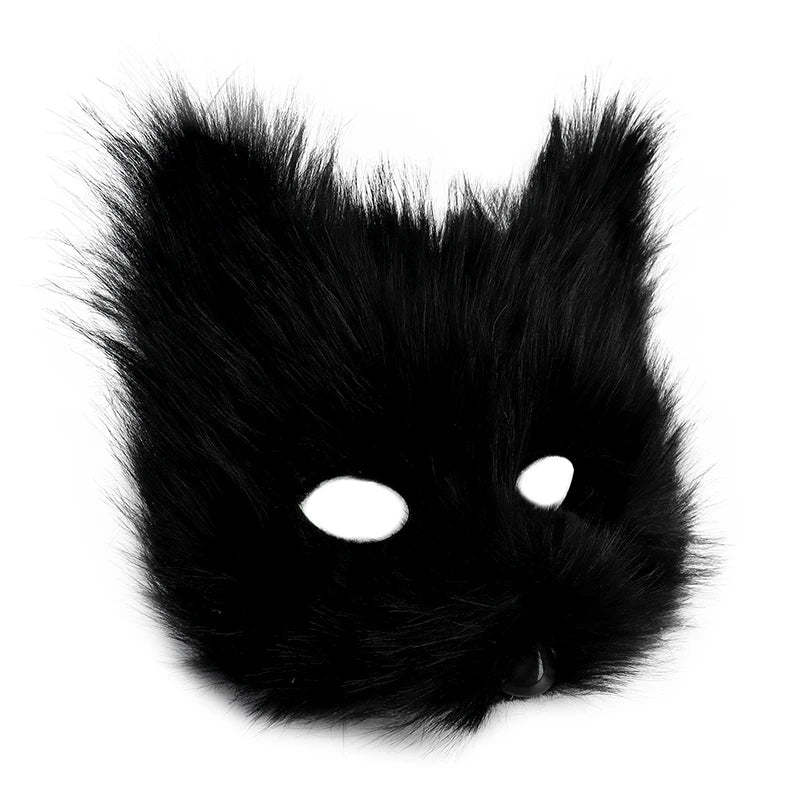 Realistic Brown Faux Fur Fox Mask