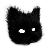 Light Grey Faux Fur Fox Mask with Black Nose