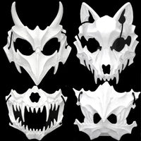 White Skull Jaw Mask with Sharp Fangs