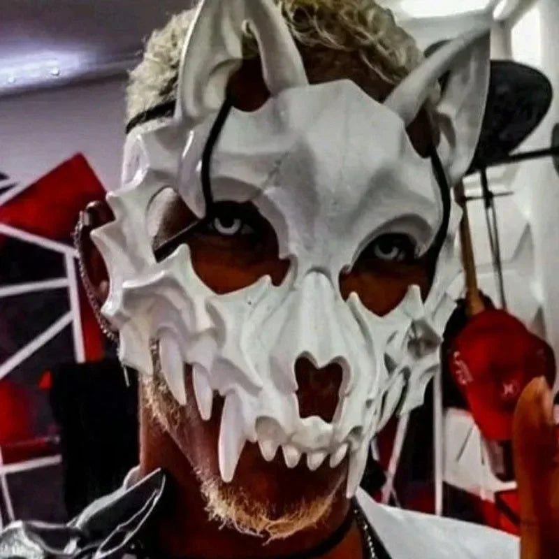 Matte Black Horned Dragon Half-Face Mask