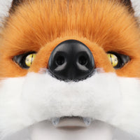 Gray Faux Fur Fox Mask with Yellow Eyes