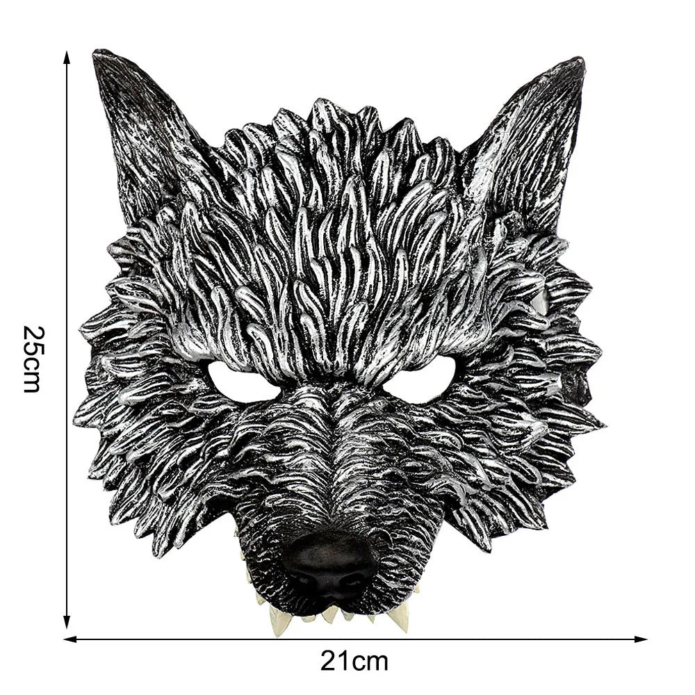 Realistic Textured Silver Wolf Mask