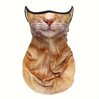 Realistic Gray Tabby Cat Face Neck Gaiter