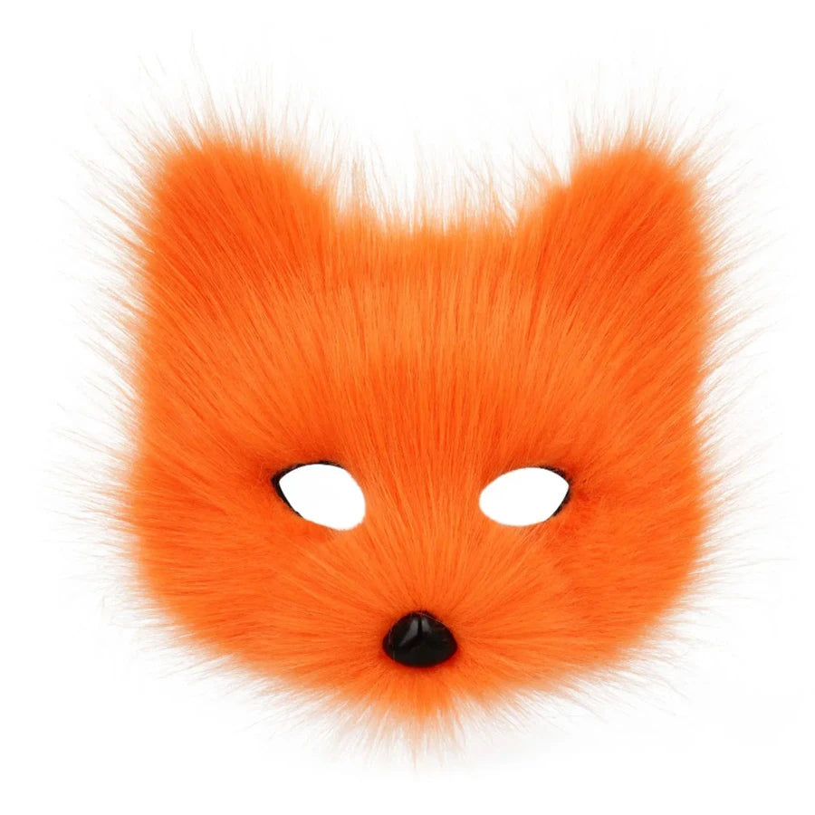Bright Orange Faux Fur Fox Mask